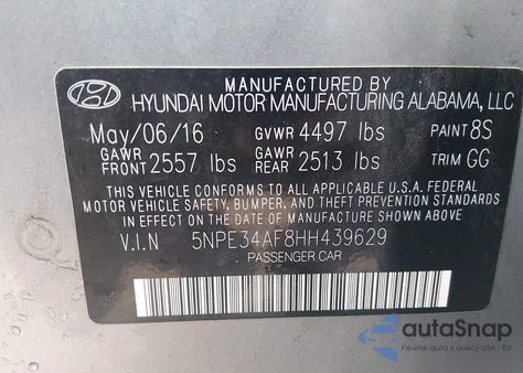 2017 Hyundai Sonata Sport из США, поврежденный, VIN 5NPE34AF8HH439629